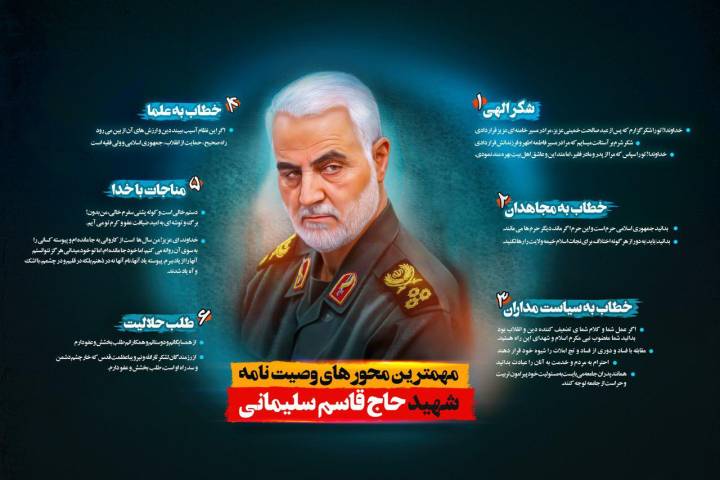 اینفوگرافی/ مهمترین محورهای وصیت نامه شهید حاج قاسم سلیمانی