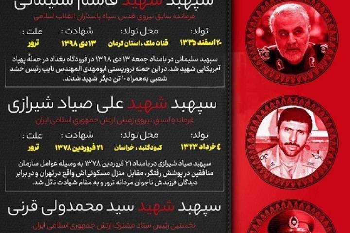 اینفوگرافی/ سپهسالاران شهید ایران