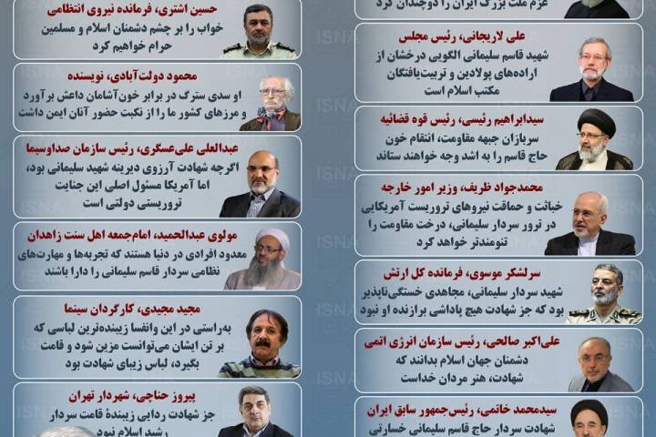 اینفوگرافیک: نظر مقامات و چهره‌ها درباره سپهبد شهید قاسم سلیمانی