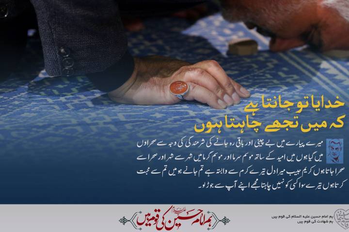 میرے معبود ، میں تجھ سے محبت کرتا ہوں ۔ میں نے کئی دفعہ تیری جھلک دیکھی اور تجھے محسوس کیا ۔