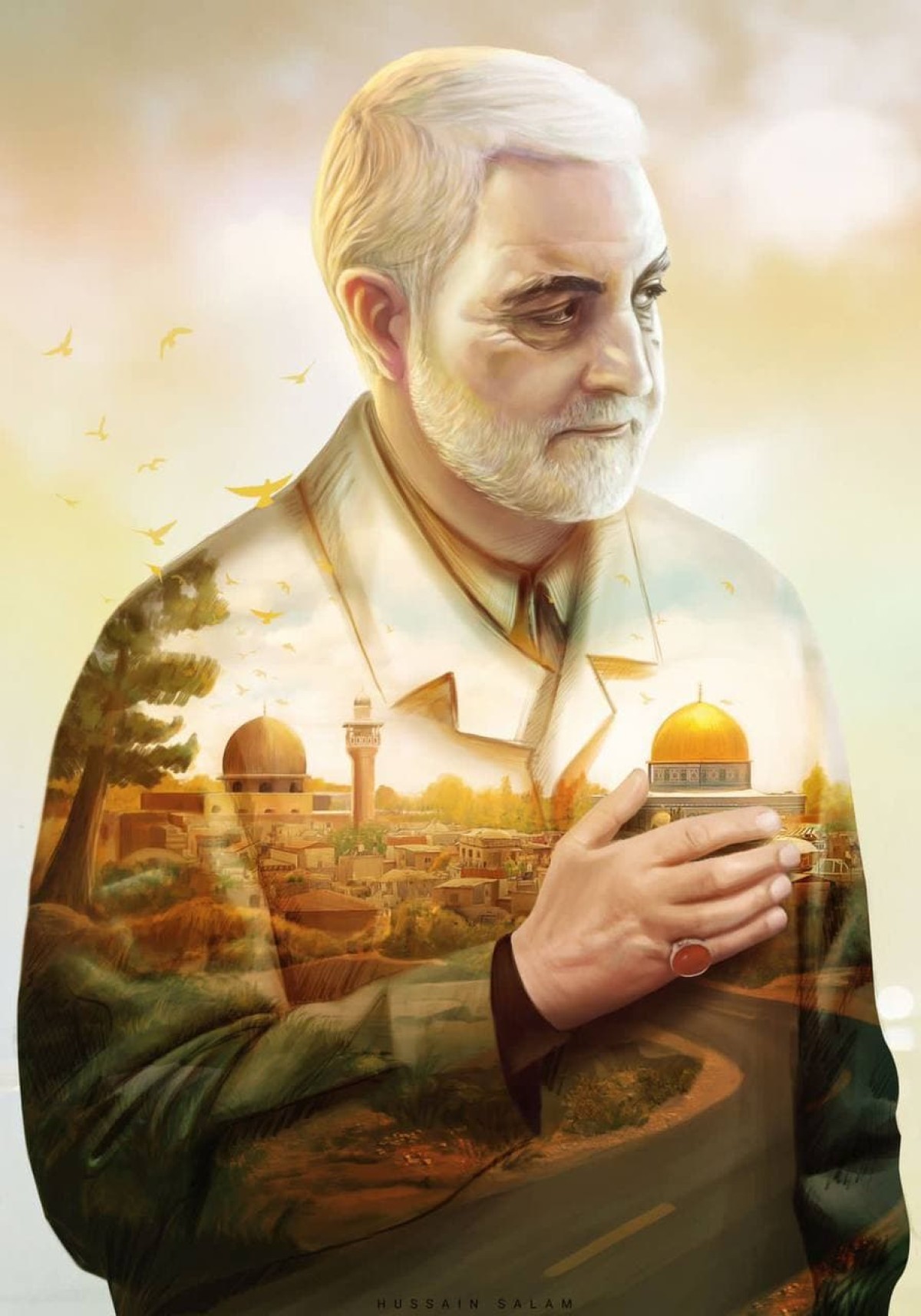  ” أيّ قلبٍ حملتَ، أيها القادمُ من أعماق الغيرة، توزعها بين قدسٍ وبغدادَ وما بينهما “