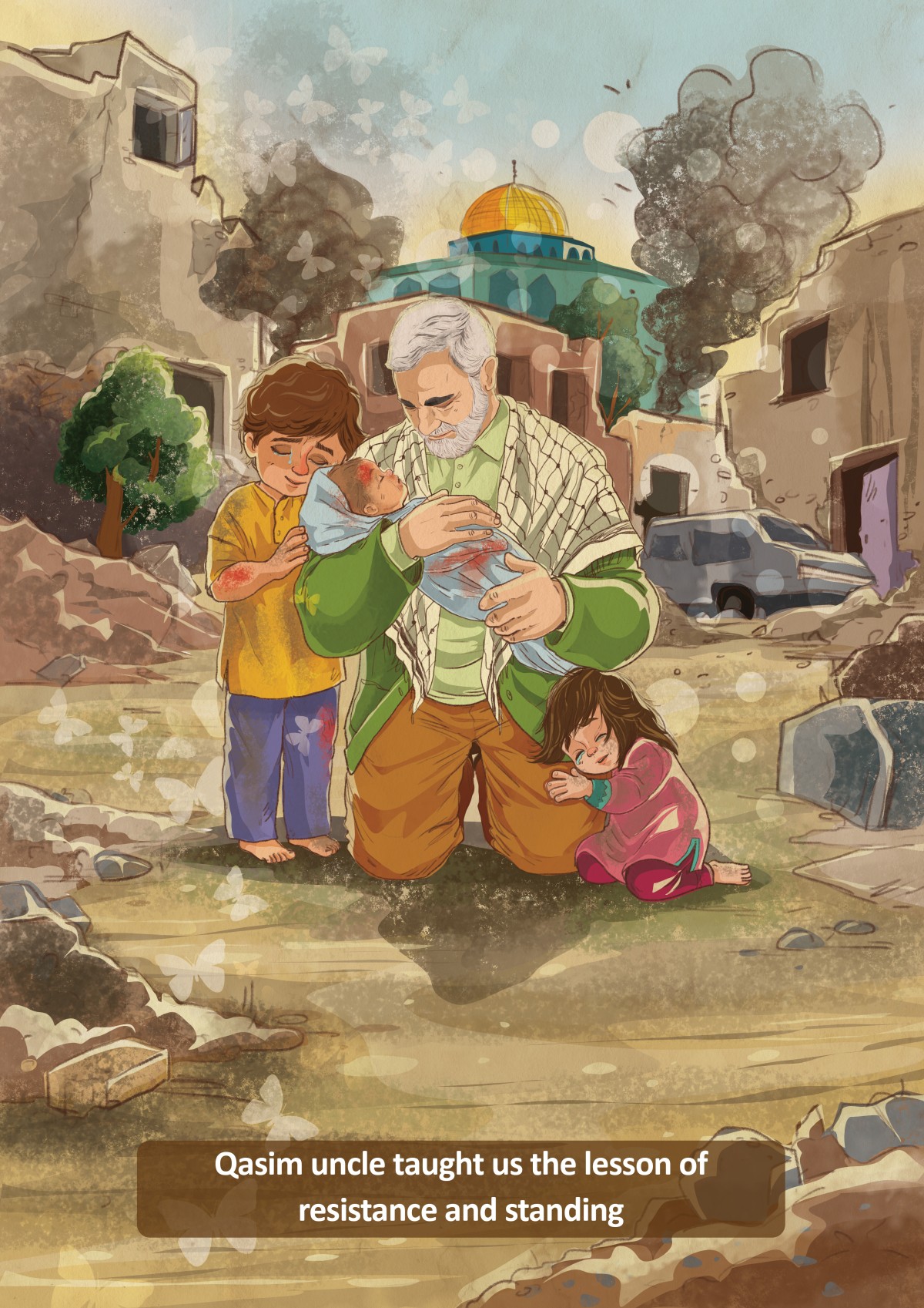 Children's drawing Haj Qasim and Quds