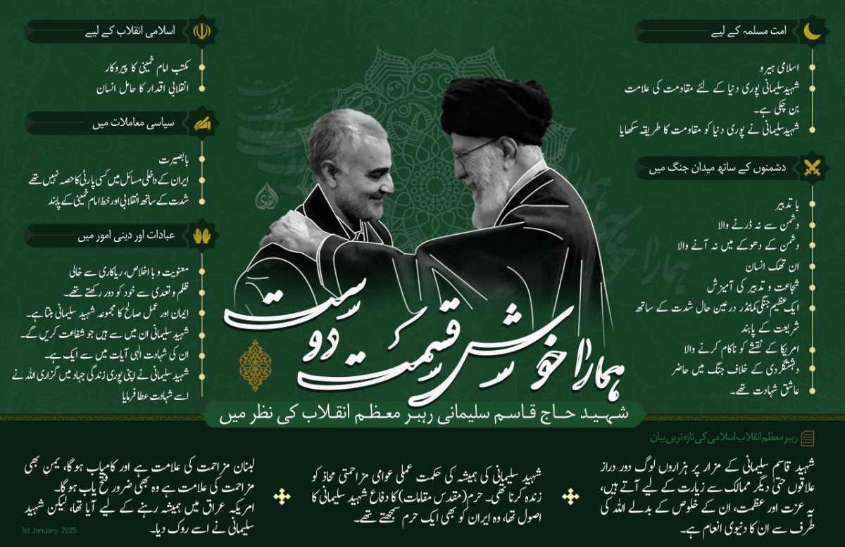 آیت اللہ خامنہ ای کے بیانات میں شهید قاسم سلیمانی کی نمایاں خصوصیات